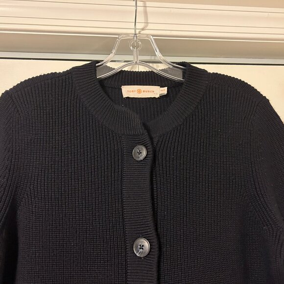 TORY BURCH Harley Sz XS S Navy Blue 100% Wool Turtleneck Long Sweater Coat Set - Picture 7 of 16